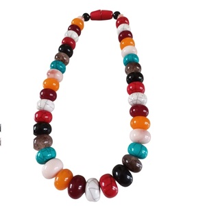 Fancy Bohemian Resin <b>Beaded</b> <b>Necklace</b> With Natural Stone Accents Multicolor Statement Jewelry Unisex Fashionable Accessory - Product Image 3