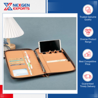 Porte-documents en cuir Nexgen Exports, modèle 18 A4, pour conférences, qualité supérieure, logo personnalisé en relief.