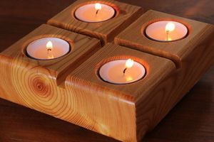 Tarro para velas único Soporte para velas de madera hecho a mano con tallas detalladas en Low Coast por HF CRAFTS - Product Image 6