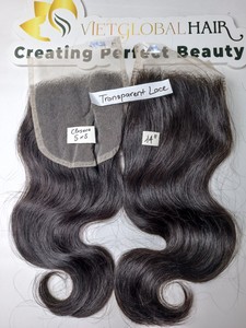 Closure de cheveux bruts non-Remy du Cambodge, double trame, ondulations naturelles et Body Wave - Product Image 6