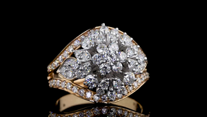 Bague cocktail en diamant de laboratoire taille marquise et poire |   Bague de soirée de luxe pour femmes |   Bijoux fins de créateur - Product Image 3