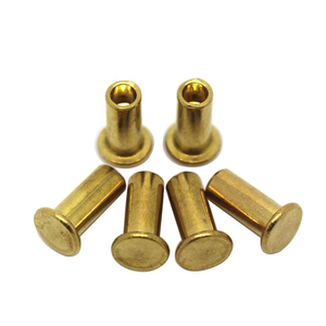 Remache semitubular de latón de cabeza plana personalizado de fábrica china, remache tubular de latón DIN7338 de 12 mm - Product Image 1