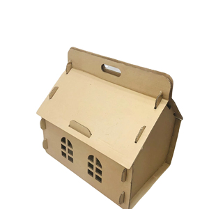 Maison pour chat en carton ondulé personnalisable, écologique, en matériaux recyclés, avec griffoir, abri pour animaux de compagnie à faire soi-même pour chats d'intérieur - Product Image 1