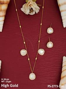 Kundan <b>Jewellery</b> Full Stone High Gold Polish Unique Design Kundan Pendant Set - Product Image 2