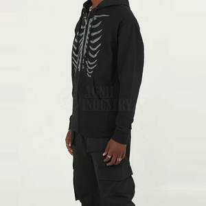 เสื้อฮู้ดดี้ผู้ชายแบบซิป ดีไซน์ใหม่ ผ้าฝ้าย 100% ประดับคริสตัล สไตล์ลำลองสำหรับฤดูหนาว สไตล์ไฮสตรีท ปรับแต่งได้ - Product Image 3