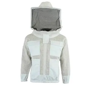 Kustom membuat jaket Beekeeping mewah dengan kerudung bulat 3 lapisan grosir Ultra berventilasi jaket lebah jala