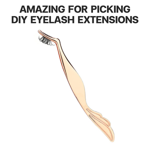 Pinzas de volumen de Punta X fina de acero inoxidable con agarre de fibra, pinzas para extensión de pestañas, aplicadores de pestañas ligeros y delgados - Product Image 2