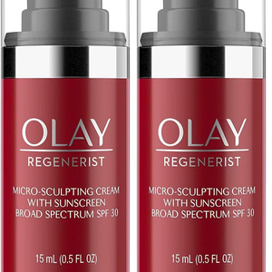 Crème hydratante pour le visage Olay Regenerist Micro-Sculpting avec écran solaire, SPF 30, format d'essai 0,5 oz, (lot de 2) - Product Image 1