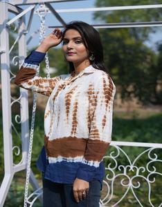 เสื้อมัดย้อมผ้าฝ้ายของผู้หญิงแบบพรีเมี่ยมเสื้อแขนยาวแบบติดกระดุมด้านหน้าได้อย่างง่ายดายทันสมัยสำหรับฤดูร้อน - Product Image 2