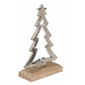 Vajilla de metal para árbol de Navidad con acabado plateado para decoración navideña, diseño de decoración festiva y para el hogar, árbol de Navidad - Product Image 1