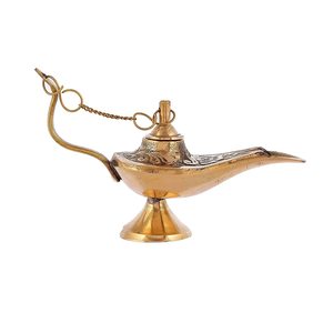 Top Sale Small <strong>Aladin</strong> Lamp Home Table Decor Crafts Sculpture Metal Gold Brass Decorative Office Sculpture Products - Product Image 2