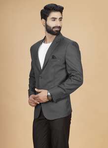 Blazer de Traje de Viscosa Gris Oscuro de Estilo Versátil y Calidad de Exportación para Ocasiones Casuales Elegantes y Fiestas, Disponible a un Precio Razonable - Product Image 4