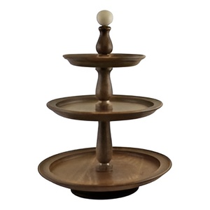 Présentoir de gâteau en bois de conception la plus fine de vente chaude fait à la main nouveau support de gâteau en bois décoratif en bois perlé en cristal fini brillant - Product Image 3