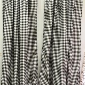 Ventanas de hotel extralargas de estilo moderno Panel de cortina de bolsillo de barra de lino verde salvia Gingham lavado a la piedra personalizable para todas las estaciones - Product Image 1