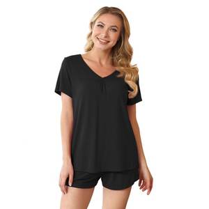 Conjuntos de pijama de verano para mujer Pantalones cortos Conjunto de pijama suave Ropa de dormir de 2 piezas con bolsillos - Product Image 4