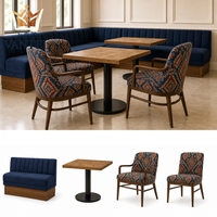 Ensemble de mobilier de restaurant d'hôtel de style bohème personnalisé, table à manger bleue, banquette, chaises rembourrées, projet hôtelier