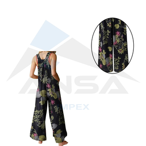 Último diseño 2024 Monos Mujer Sin mangas Floral Mono Pierna ancha Pantalones largos Monos - Product Image 6