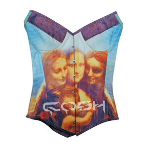 Corsé de satén con aros y estampado infantil divertido, estilo overbust, de moda - Product Image 3
