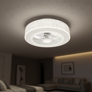 Ventilateurs de plafond LED blancs de 55 cm avec lumière - Product Image 3