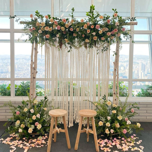 Arco Grande Bohemio para Bodas, Biombo Decorativo y Separador de Ambientes con Elegante Cortina de Fondo - Product Image 1