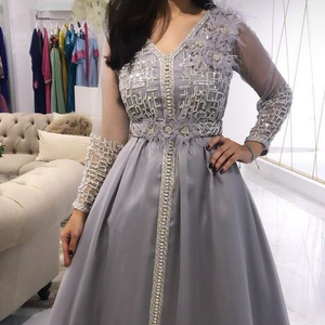 STYLISH <b>SILK</b> CAFTAN DRESS FOR EMBELLISH WITH CRYSTAL BEADS,GLASS STONE WORK ON <b>SILK</b> <b>FABRIC</b> FOR PARTY-WEAR/WEDDING@ 2022 - Product Image 1