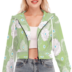 เสื้อฮู้ดครอปซิปผู้หญิงคุณภาพสูง สวมใส่สบาย ระบายอากาศได้ดี เป็นมิตรกับสิ่งแวดล้อม แขนยาว โลโก้สั่งทำได้ ใส่ได้ในช่วงฤดูหนาว - Product Image 2