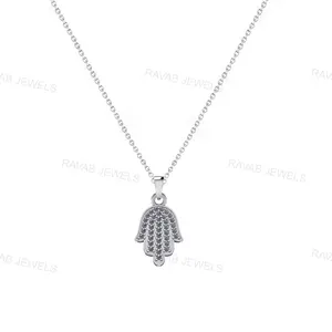 2024 Top Good Quality Hamsa Fatima Trendy Sterling Classy Necklace Wholesale Online India Jewelry For Christmas Special Gift