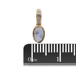 Pendentif Pierre de Lune Arc-en-Ciel avec Zircon Naturel Bijoux de Mode en Argent Sterling 925 Plaqué Or avec Diamant Pierre Principale Forme Ovale - Product Image 4