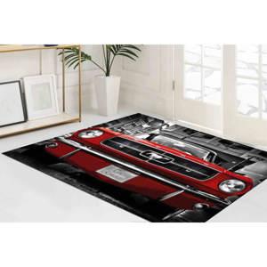 Tapis Rouge Mustang : Décoration de Garage pour Voitures Classiques, Tapis d'Entrée Antidérapant, Tapis en Chenille - Product Image 4