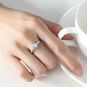 NOVAMART Fine Moissanite <b>Ring</b> for Women 0.5 Ct Eternal Bloom 925 Sterling <b>Silver</b> <b>Adjustable</b> GRA Certified Wholesale Export - Product Image 3