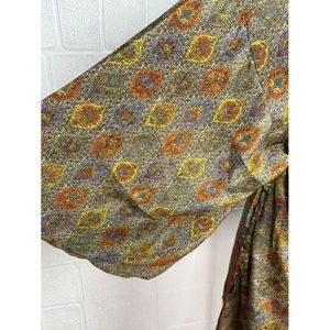 Vintage Silk Riya Short Kimono Lightweight Boho Robe Perfect <b>Beach</b> Coverup for Her Recyclable Swimsuit <b>Accessory</b> Soft Breathable - Product Image 4