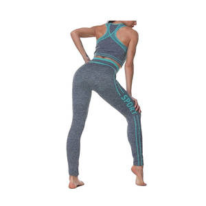 ชุดโยคะฟิตเนสเอวสูงสำหรับผู้ชายชุดครอปท็อปแขนกุดเลกกิ้งออกกำลังกายโลโก้ด้านหน้าชุดวิ่งแบบสีทึบระบายอากาศได้ดี - Product Image 4