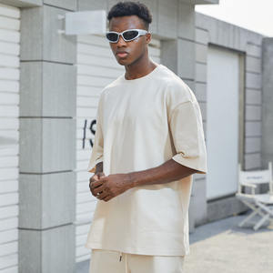 Unisex 100% algodón camiseta pantalones cortos conjunto de dos piezas de alta calidad personalizado Boxy Street Wear chándales sólidos para verano Casual - Product Image 4