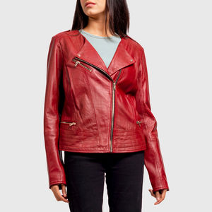 Chaquetas de Cuero de Moda para Mujer, Hechas a Medida, de Alta Calidad, con Cremallera Transpirable, de Piel de Oveja Original, Chaqueta de Invierno con Logotipo Original - Product Image 5