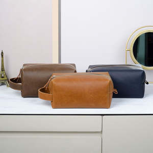 Bolsa de cosméticos de cuero versátil organizador de maquillaje moderno, neceser de viaje, estuche de almacenamiento de belleza de moda para damas - Product Image 5