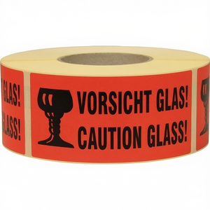 TRANSPAK Rollo de 1000 Etiquetas de Advertencia Rojas, Cinta Adhesiva de Precaución para Vidrio y Oficina, 145 mm de Largo, 70 mm de Ancho - Product Image 3