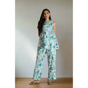 Conjunto Casual Grapevine Fusion con Estampado Floral, Corte Holgado y Cintura Natural, Transpirable, para Ocio - Product Image 1