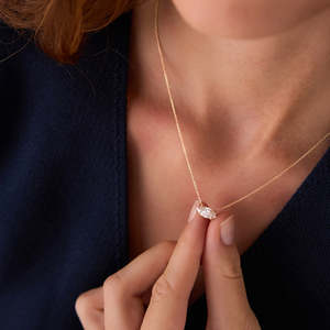 Collier solitaire en diamant de laboratoire taille marquise serti à griffes étincelant 1,00 carat E-F VS Or 14K pour mariée, mariage, fiançailles, soirée - Product Image 4