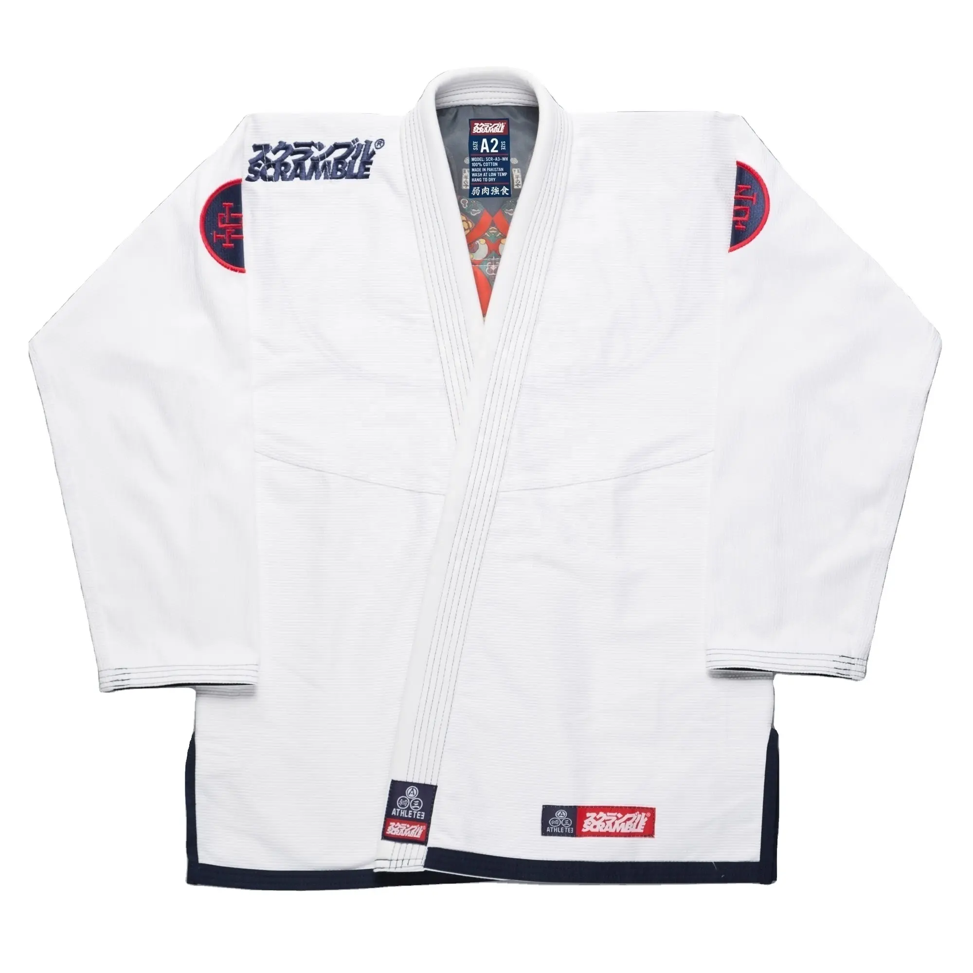 น้ำหนักเบา BJJ Gi สีดำ Jiu Jitsu ผ้าฝ้าย Gi100 % BJJ Kimonos สั่งทำจากบราซิล Jiu-Jitsu Gi Kimonos