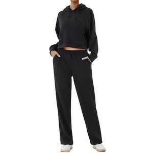 Offre Spéciale survêtements pour femmesDeux pièces à manches longues et pantalon poche à capuche veste jambe large pantalon évasé femmes survêtement ensemble - Product Image 3