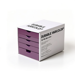 กล่องจัดระเบียบเอกสารแบบตั้งโต๊ะ 4 ชั้น สีเทา ทำจากพลาสติก ABS สำหรับแฟ้มขนาด A4/C4  ลิ้นชักเก็บของทนทานสำหรับใช้บนโต๊ะทำงาน มีหลายสีให้เลือก - Product Image 2