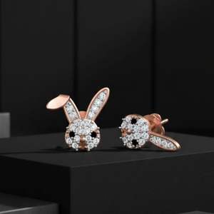 Pendientes de Diamantes de Oro Rosa de 14K para Mujer, Joyería Moderna con Certificación IGI y Baño de Rodio, Oro Sólido Certificado - Product Image 4