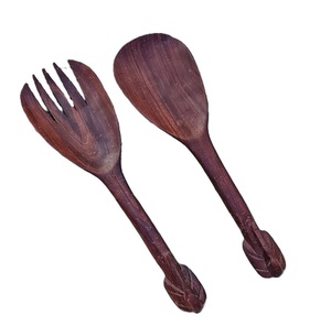 Ensemble de serveurs à salade en bois poli pour salade soupe fruits épicés mélange décor à manger ensemble de serveurs à salade en bois léger - Product Image 4