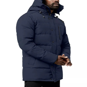 Custom Made Men's Winter Warm Puffer <b>Jacket</b> Solid Color Fashionable Waterproof with Hooded Collar - Product Image 1