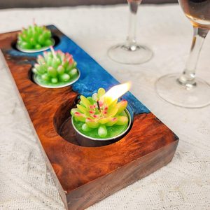Handmade Resin and <b>Wood</b> Candle <b>Holder</b> with Scented Wax Decorative Aromatherapy Candle for Home Décor - Product Image 1