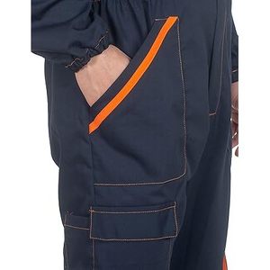 Combinaison de travail professionnelle unisexe CBF Balducci Group, multi-poches, bleu/orange, industrielle, robuste, fabriquée en Albanie - Product Image 3