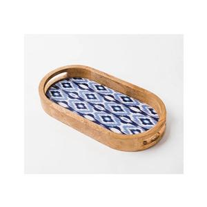 Vente en gros lot de plateaux à thé rectangulaires en bois de manguier SET/3 beau plateau en bois avec finition peinture émaillée plateau de service imprimé design - Product Image 3