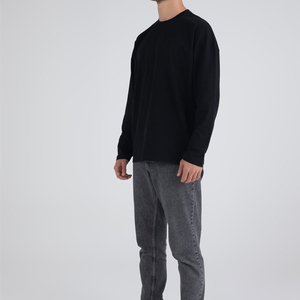 T-Shirt à manches longues et col rond pour hommes, vente en gros, confortable, 95% coton, 5% élasthanne, tricoté, fournisseur de BD - Product Image 2