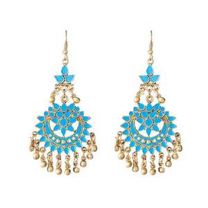 Tip Top Fashions chapado en oro azul Meenakari Afghani pendientes 1311066A moda adelante accesorio - Product Image 1