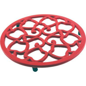 Modern Round Iron Trivet Vintage Decorative Kitchen Dining Table Hot Pot <b>Holder</b> with Ornate Scrollwork Design and <b>Pan</b> Mat - Product Image 2